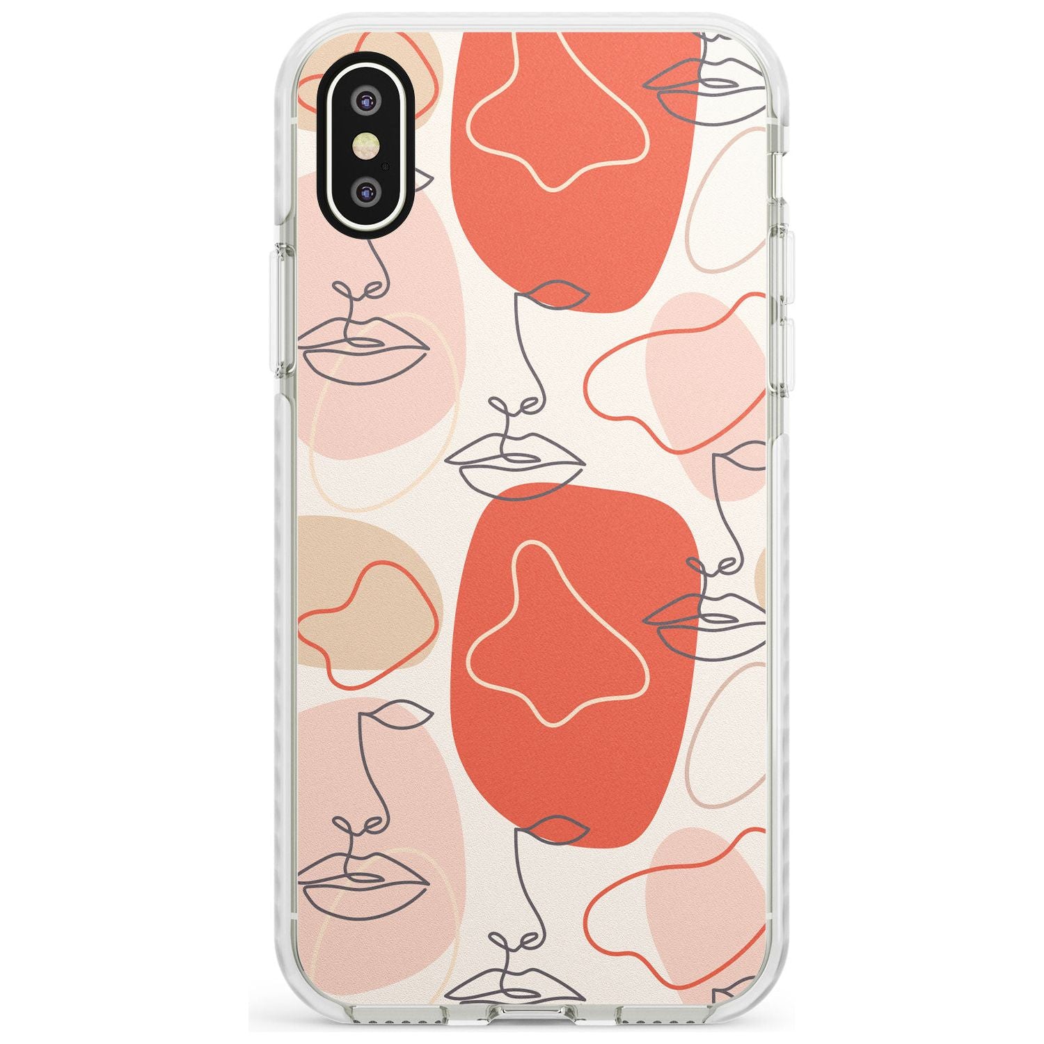 Minimal Line Art Stylish Abstract Faces Impact Phone Case for iPhone X XS Max XR