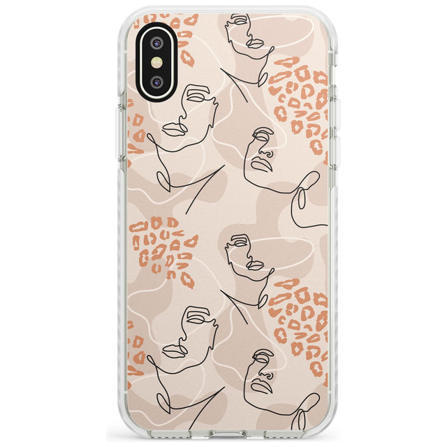 Leopard Print Stylish Abstract Faces Impact Phone Case for iPhone X XS Max XR