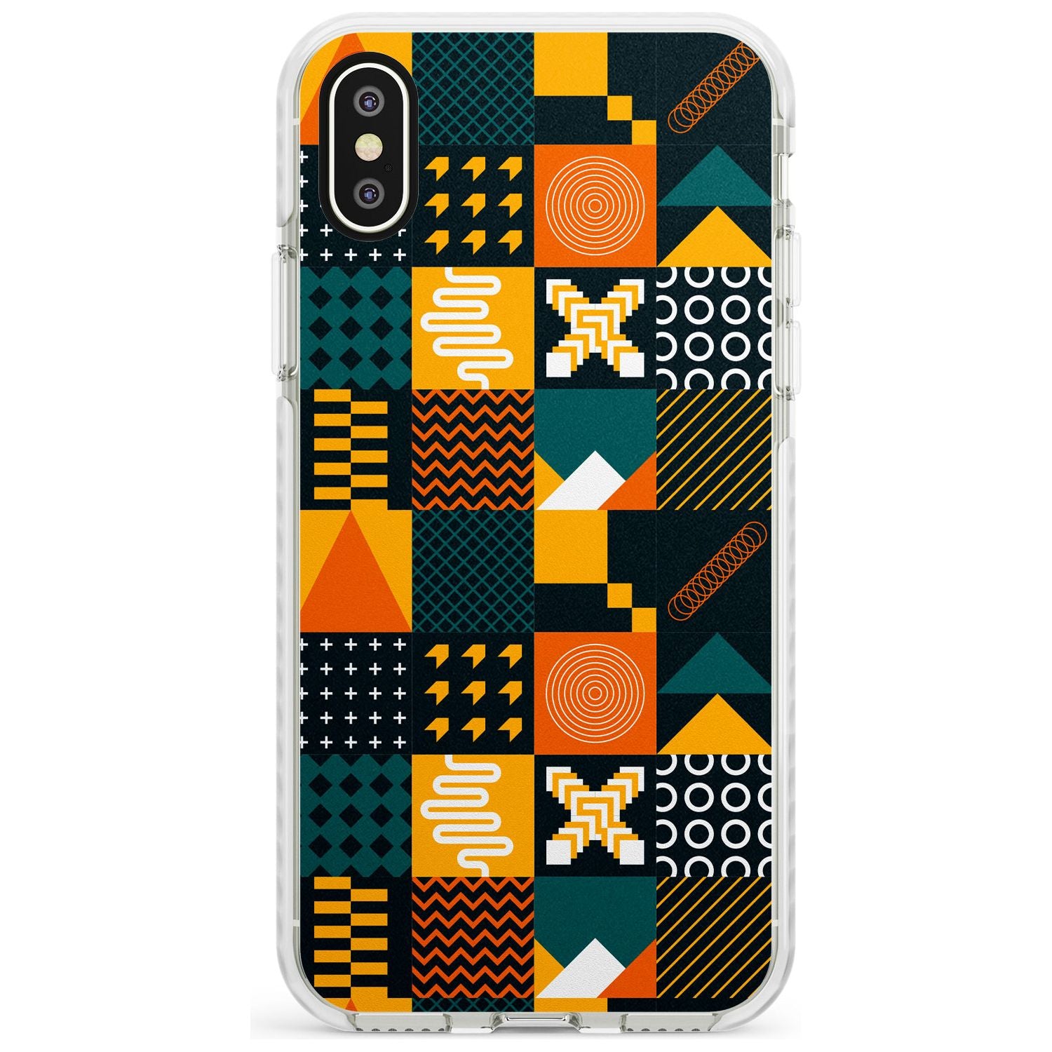 Funky Geometric Patterns: Orange & Dark Green Phone Case iPhone X / iPhone XS / Impact Case,iPhone XR / Impact Case,iPhone XS MAX / Impact Case Blanc Space