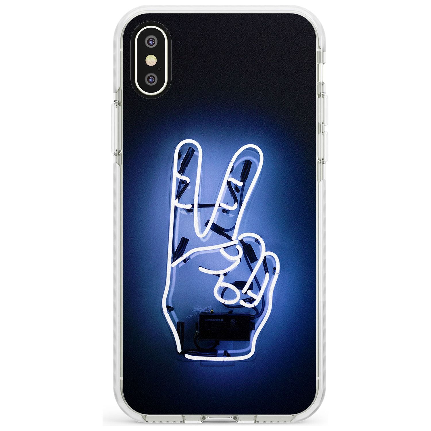 Peace Sign Hand Neon Sign Impact Phone Case for iPhone X XS Max XR