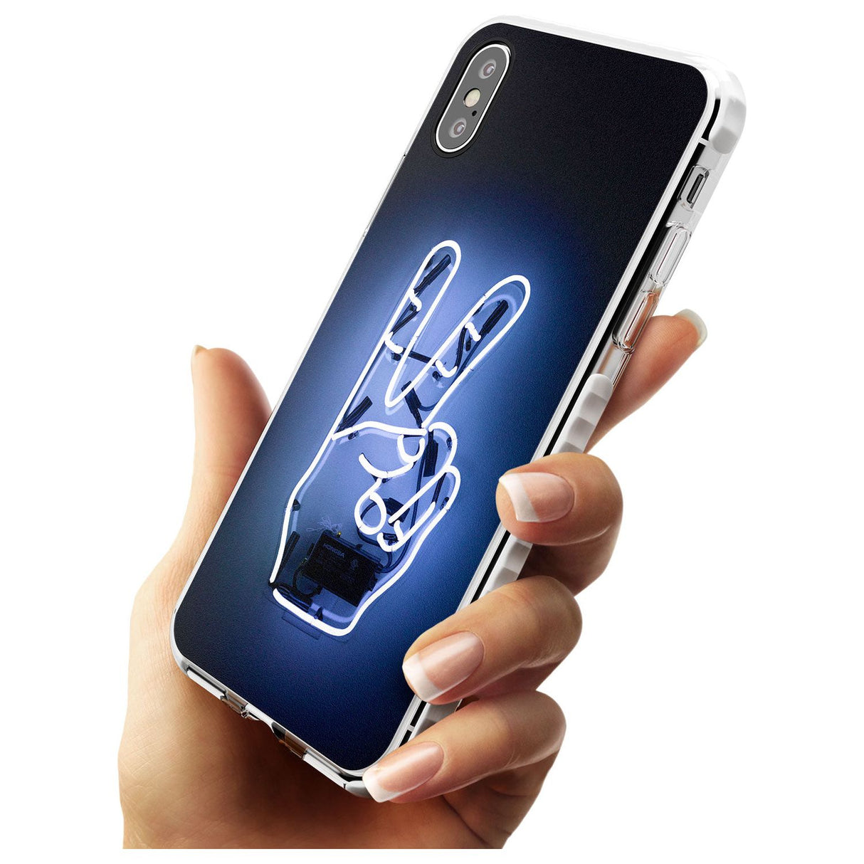 Peace Sign Hand Neon Sign Impact Phone Case for iPhone X XS Max XR