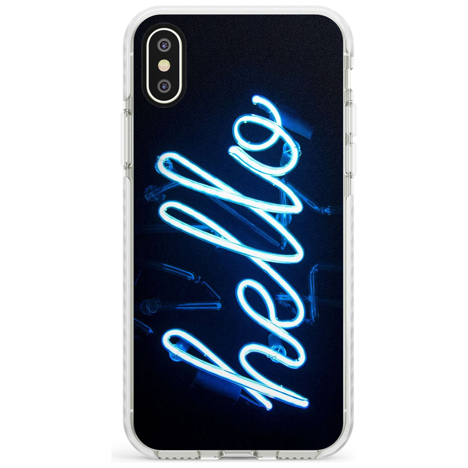"Hello" Blue Cursive Neon Sign Impact Phone Case for iPhone X XS Max XR