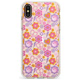 Peace, Love and Flowers Pattern Impact Phone Case for iPhone X XS Max XR