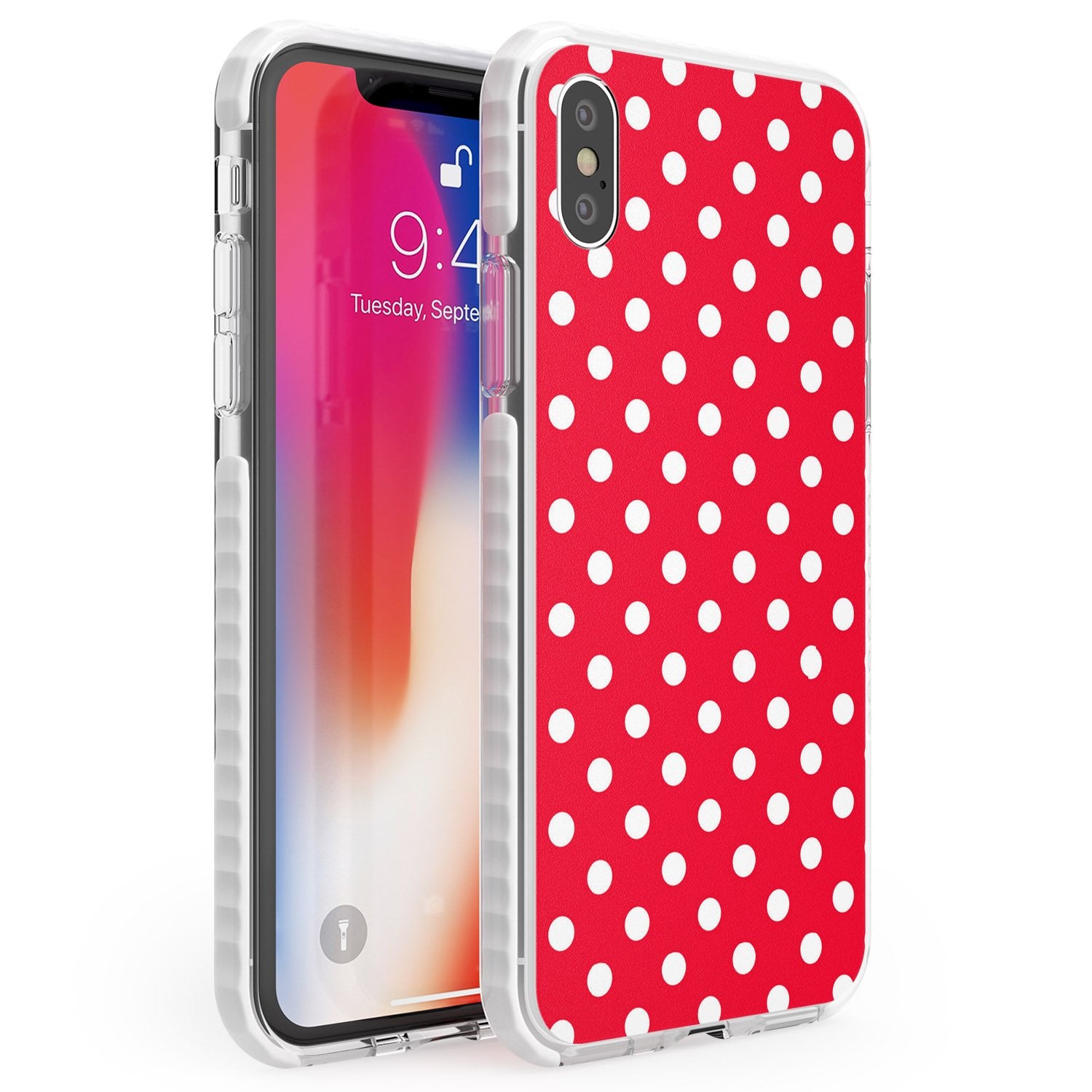 Designer Lava Red Polka Dot Phone Case iPhone X / iPhone XS / Impact Case,iPhone XR / Impact Case,iPhone XS MAX / Impact Case Blanc Space