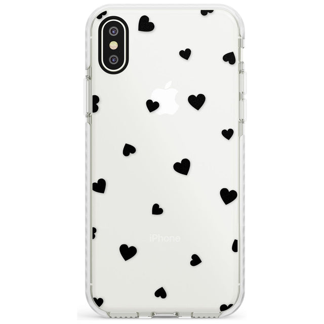 Black Hearts Pattern Impact Phone Case for iPhone X XS Max XR