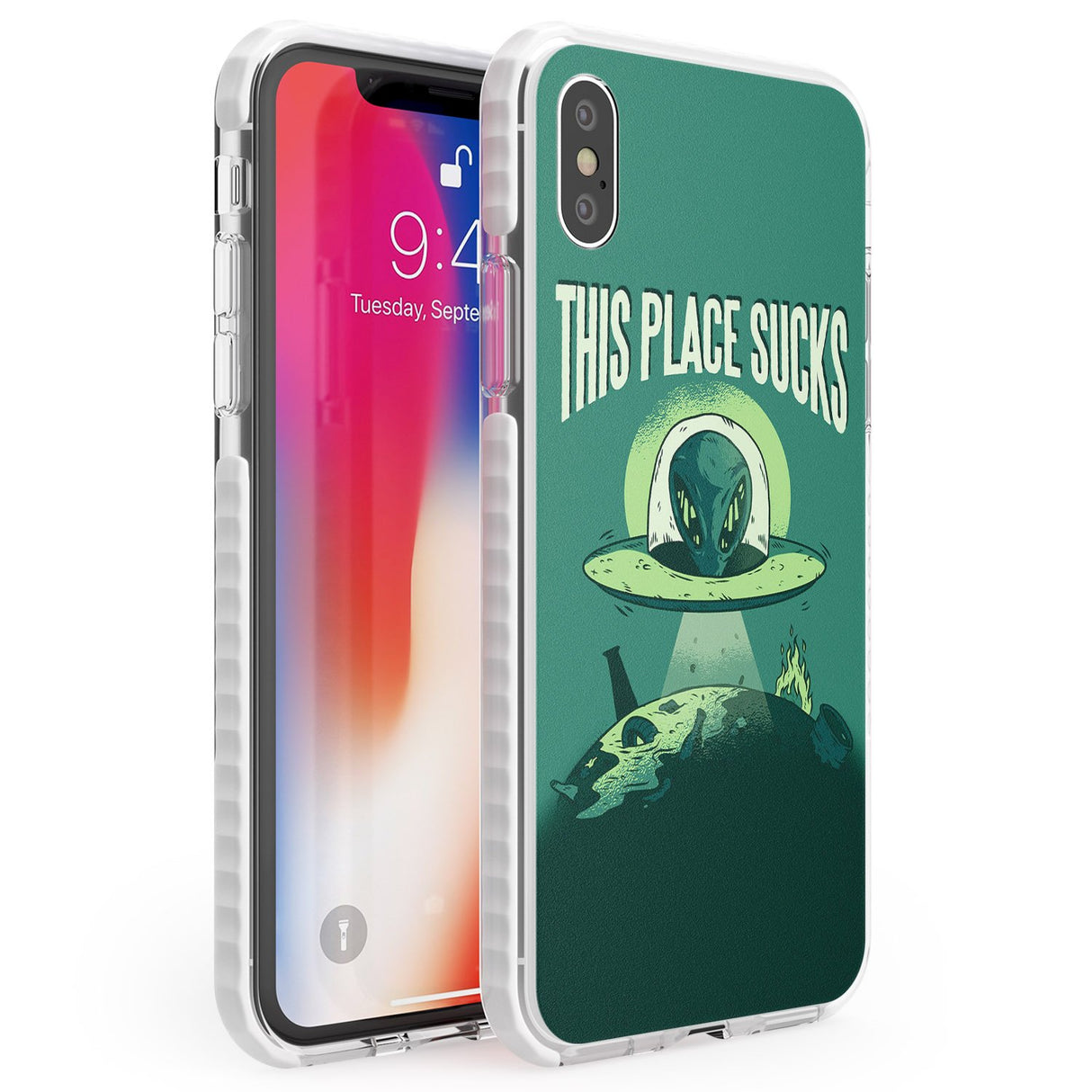 EARTH SUCKS Phone Case iPhone X / iPhone XS / Impact Case,iPhone XR / Impact Case,iPhone XS MAX / Impact Case Blanc Space