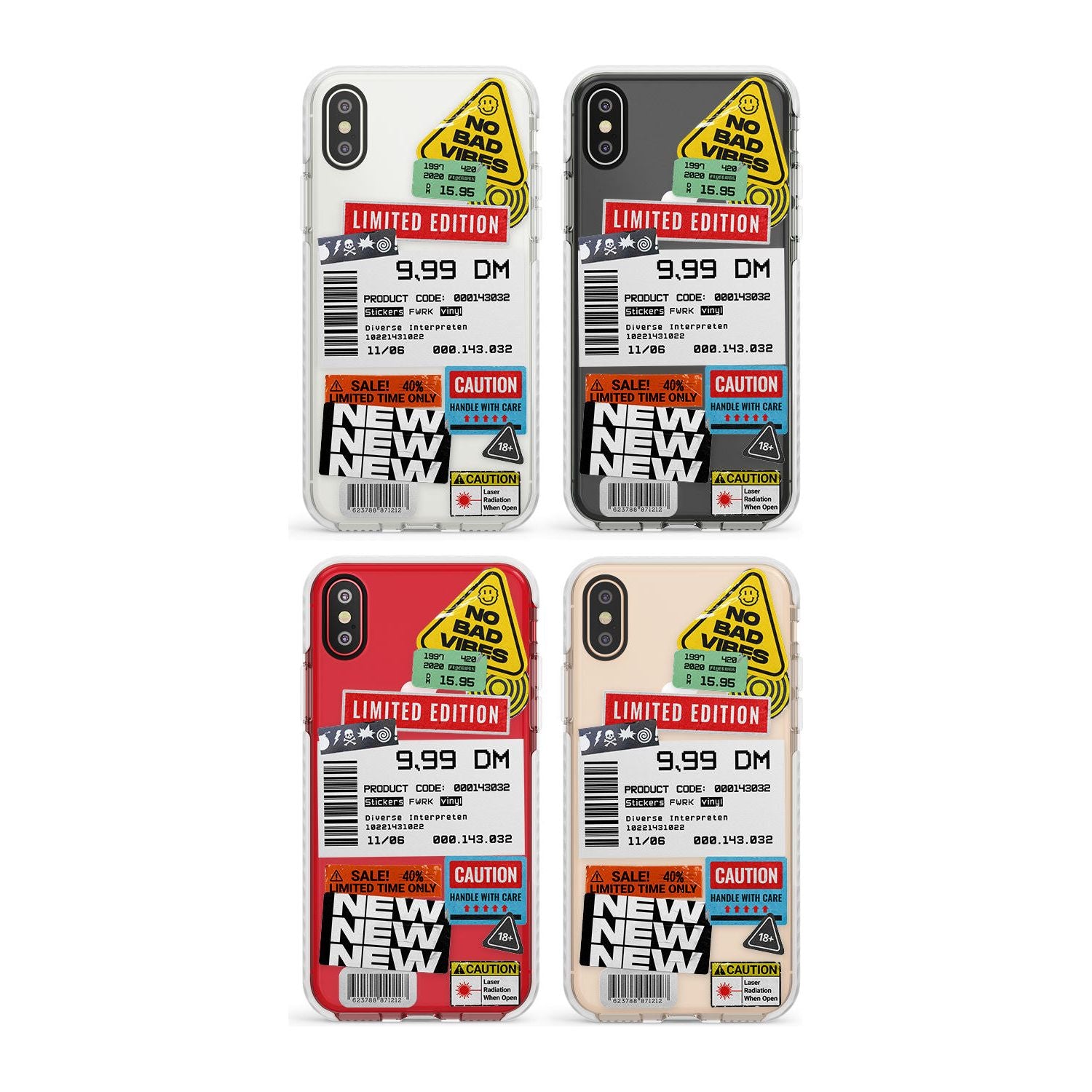 Barcode Sticker Mix Phone Case for iPhone X XS Max XR