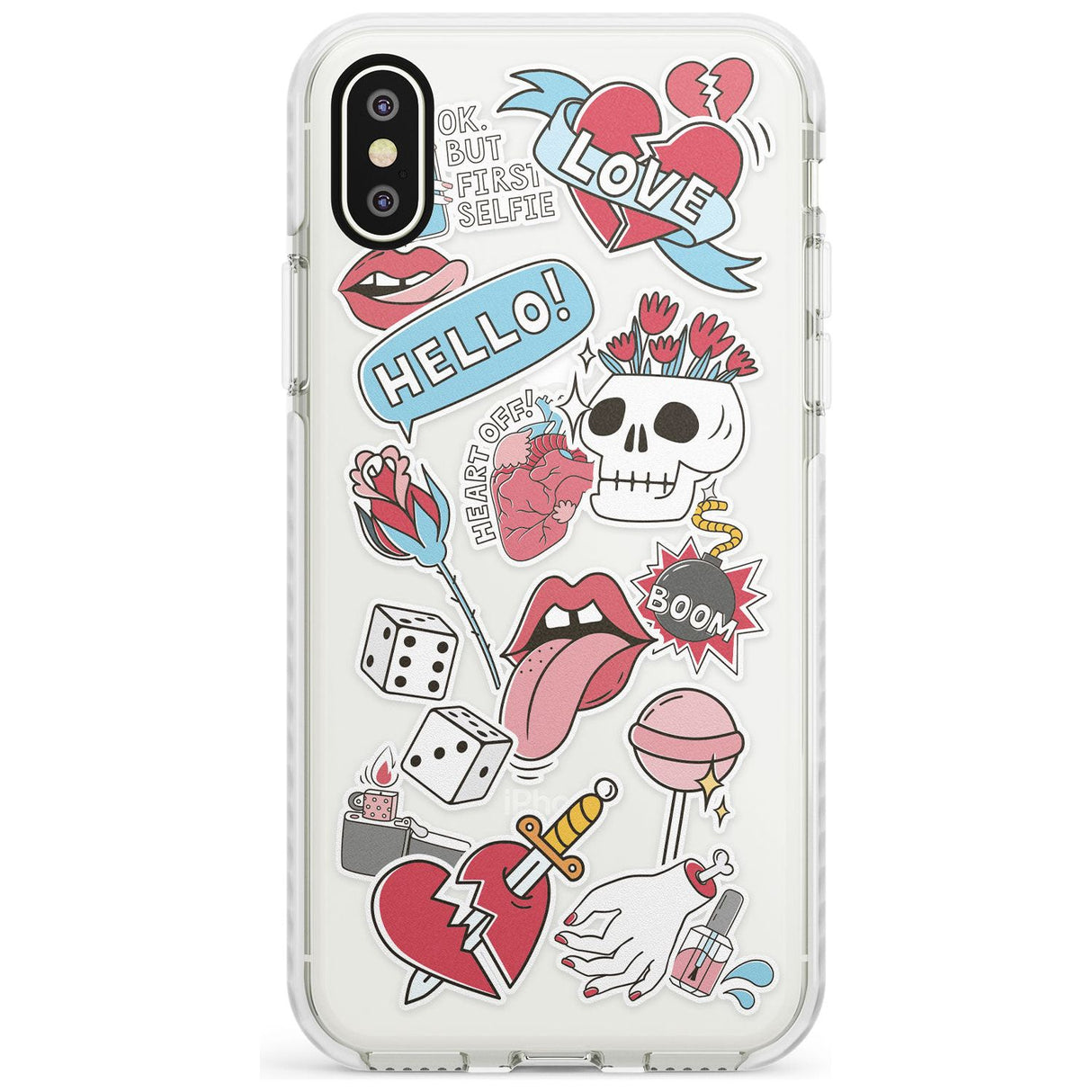 Skull & Flowers Sticker  iPhone Case  Impact Case Phone Case - Case Warehouse