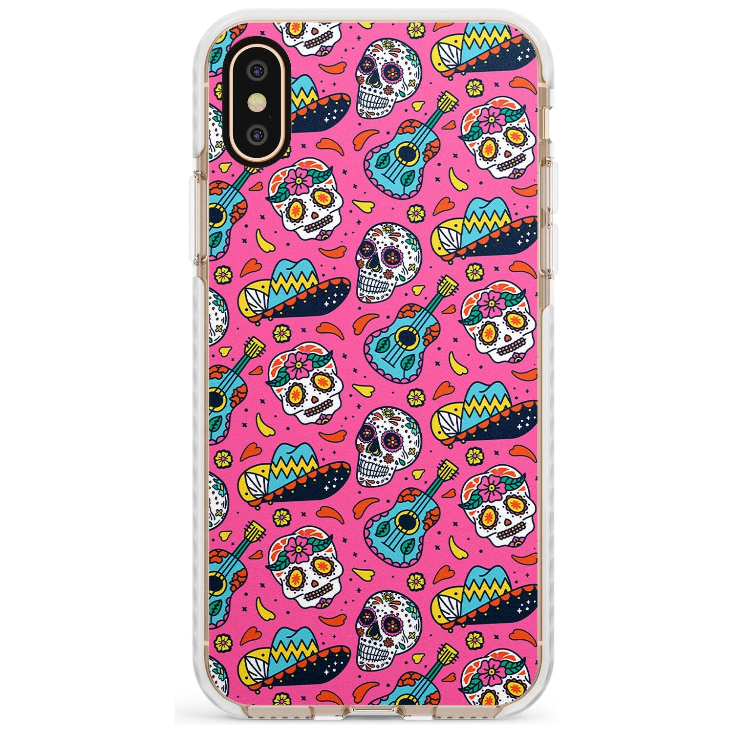 Pink Day of The Dead Pattern Impact Phone Case for iPhone X XS Max XR