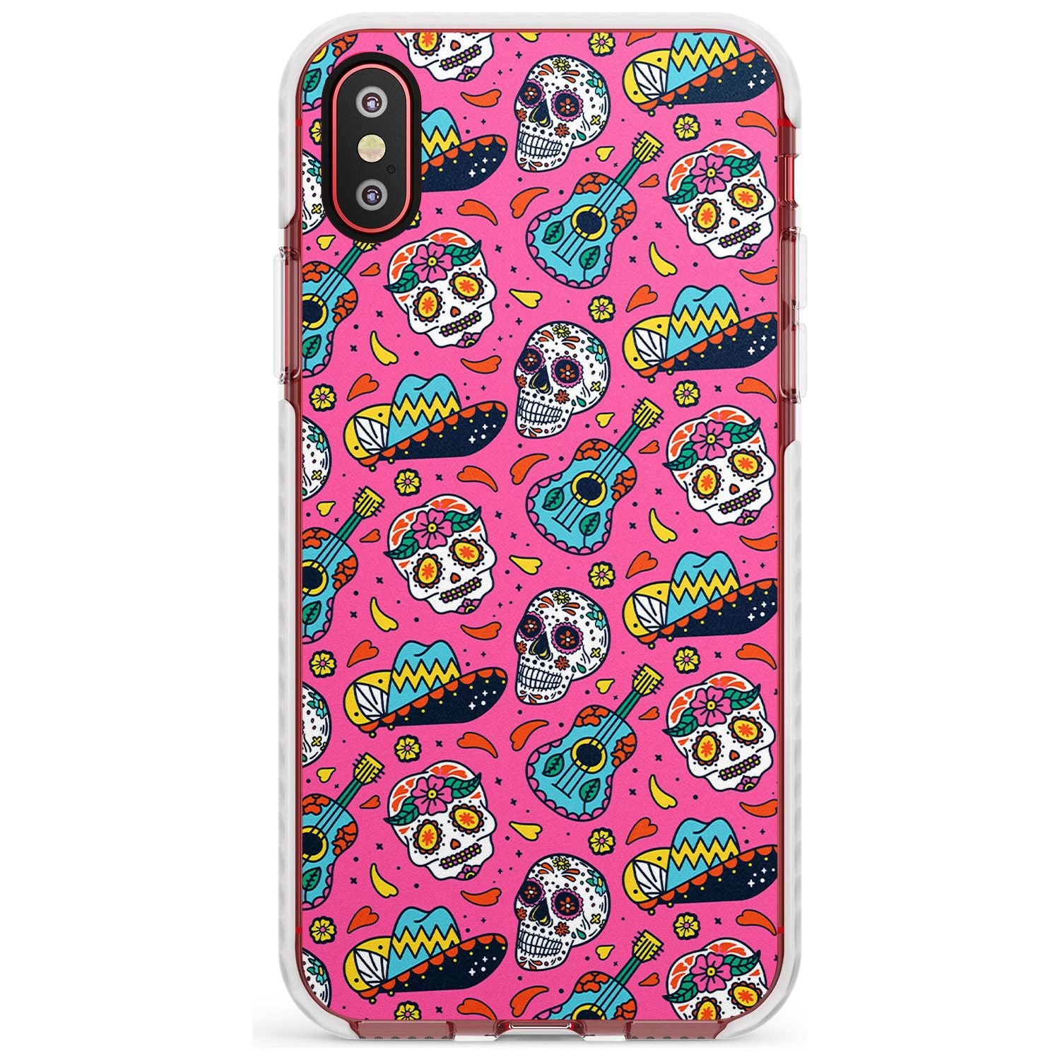 Pink Day of The Dead Pattern Impact Phone Case for iPhone X XS Max XR