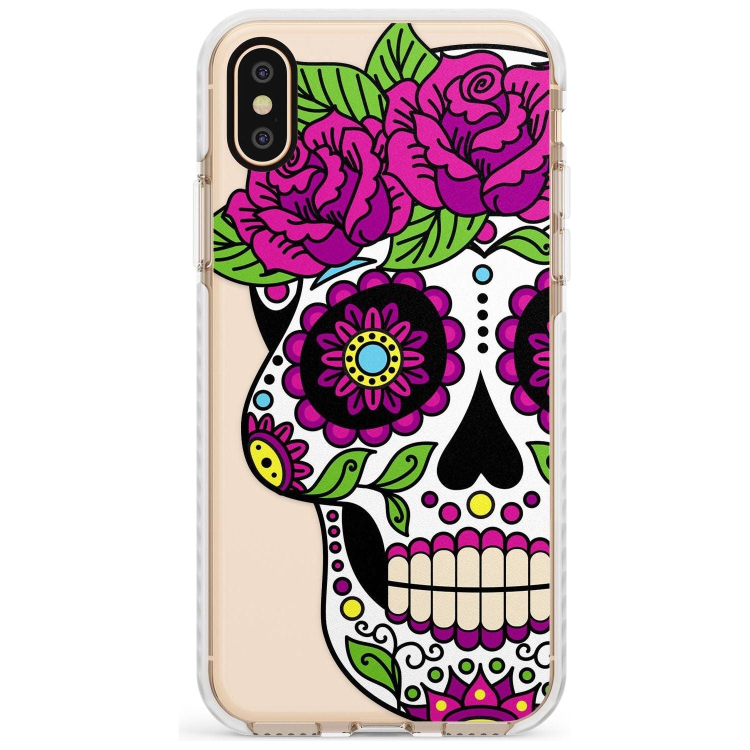 Purple Floral Sugar Skull Impact Phone Case for iPhone X XS Max XR