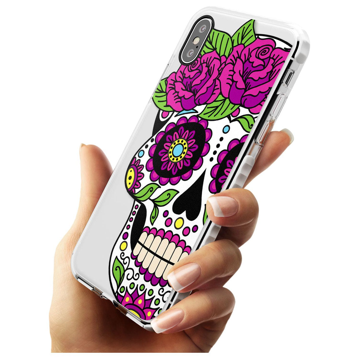 Purple Floral Sugar Skull Impact Phone Case for iPhone X XS Max XR