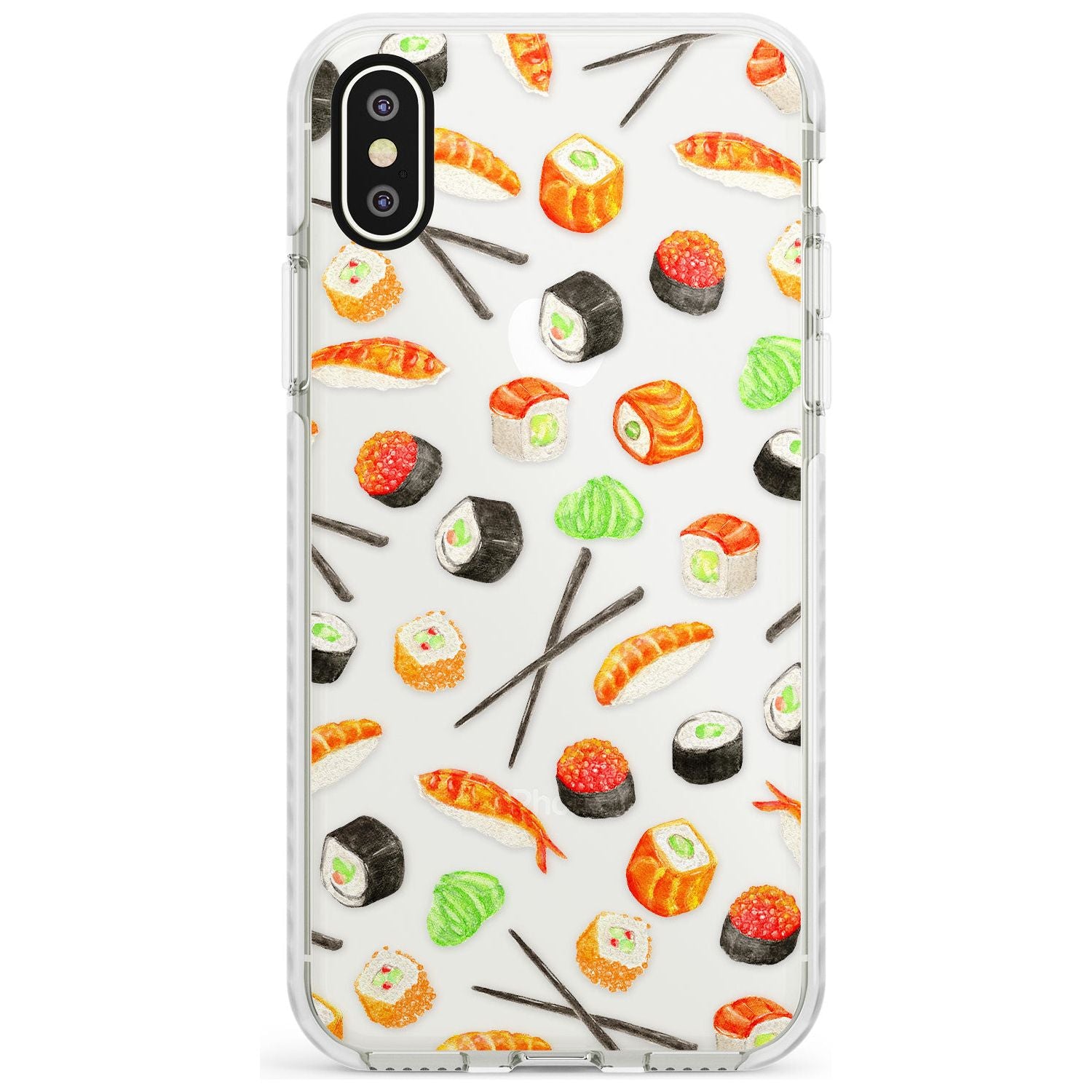 Sushi & Chopsticks Watercolour Pattern Impact Phone Case for iPhone X XS Max XR