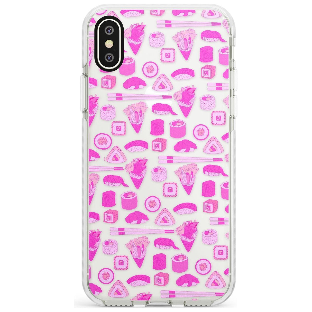 Bright Pink Sushi Pattern Impact Phone Case for iPhone X XS Max XR