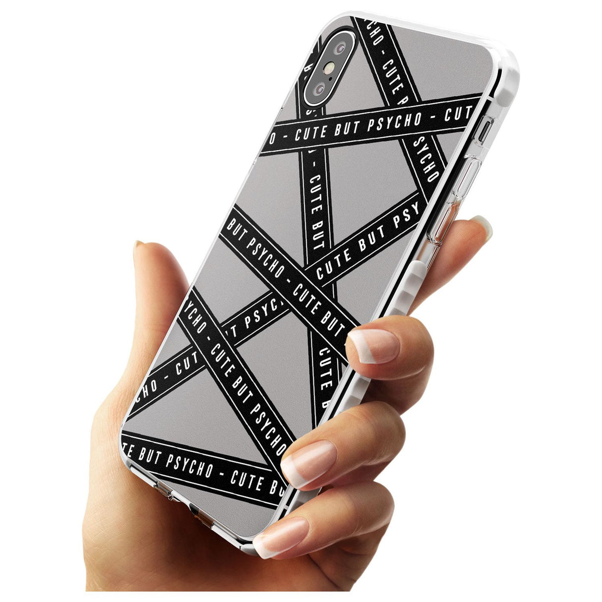 Caution Tape Phrases Cute But Psycho Impact Phone Case for iPhone X XS Max XR