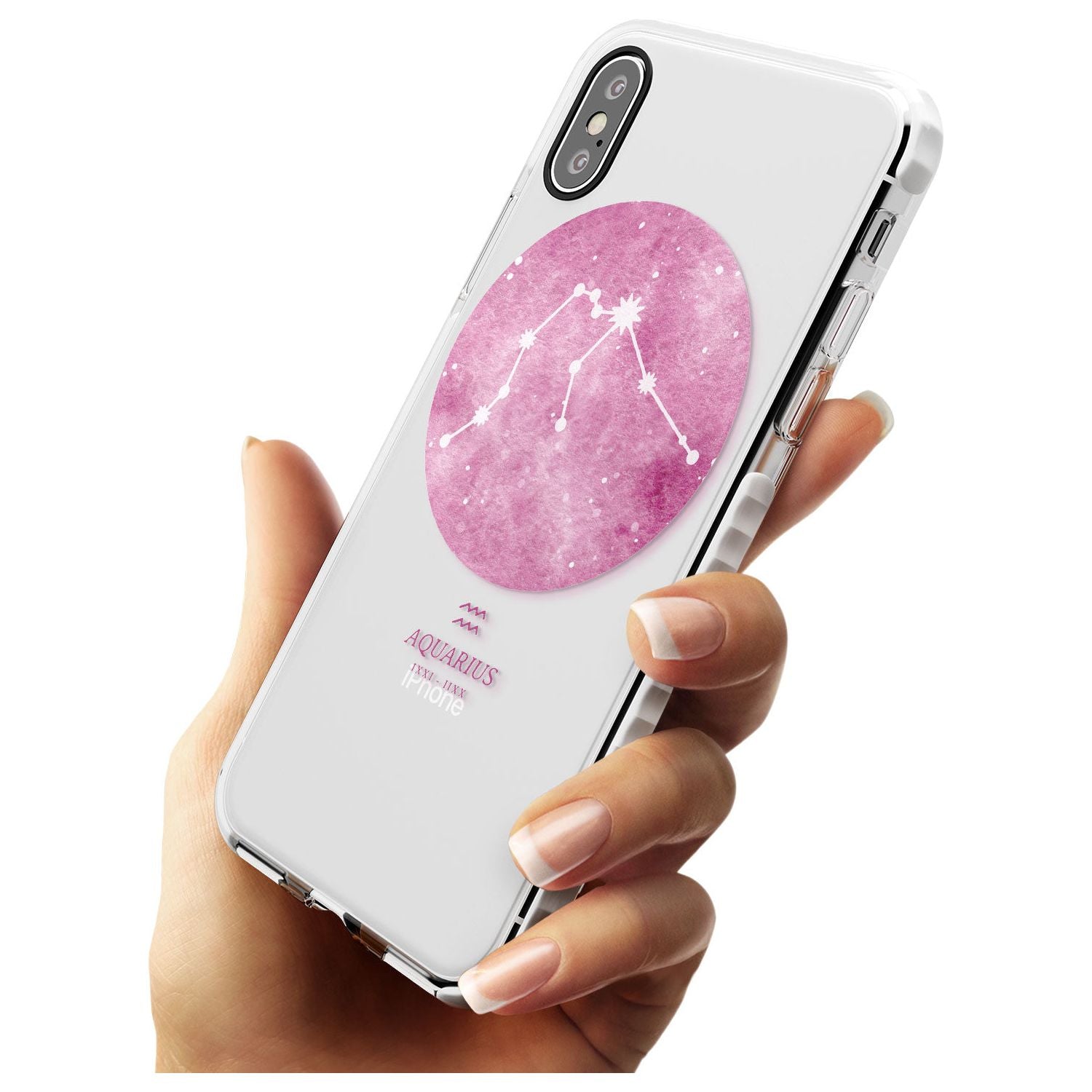 Aquarius Zodiac Transparent Design - Pink Impact Phone Case for iPhone X XS Max XR