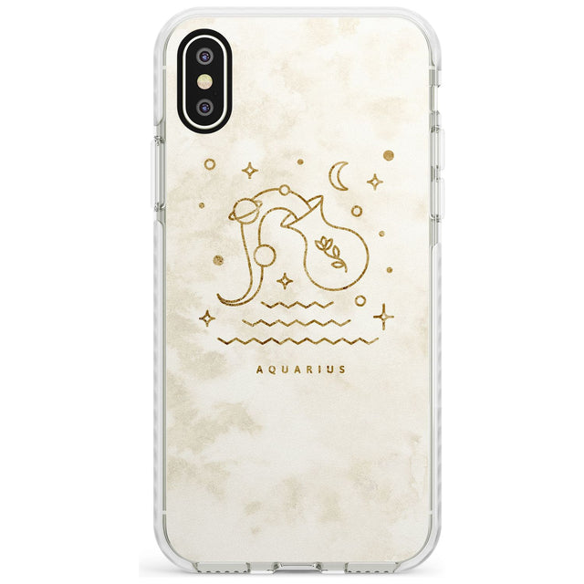 Aquarius Emblem - Solid Gold Marbled Design Impact Phone Case for iPhone X XS Max XR