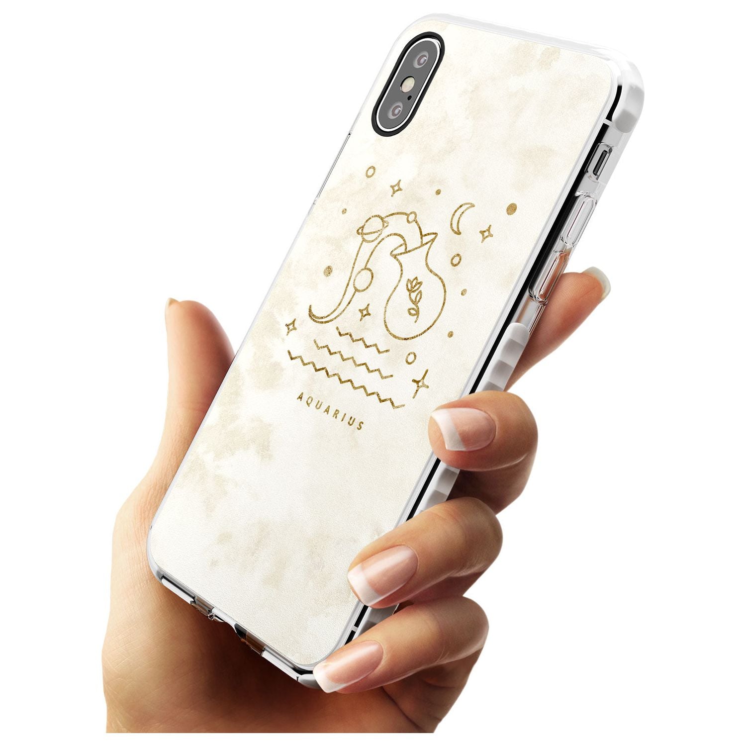 Aquarius Emblem - Solid Gold Marbled Design Impact Phone Case for iPhone X XS Max XR