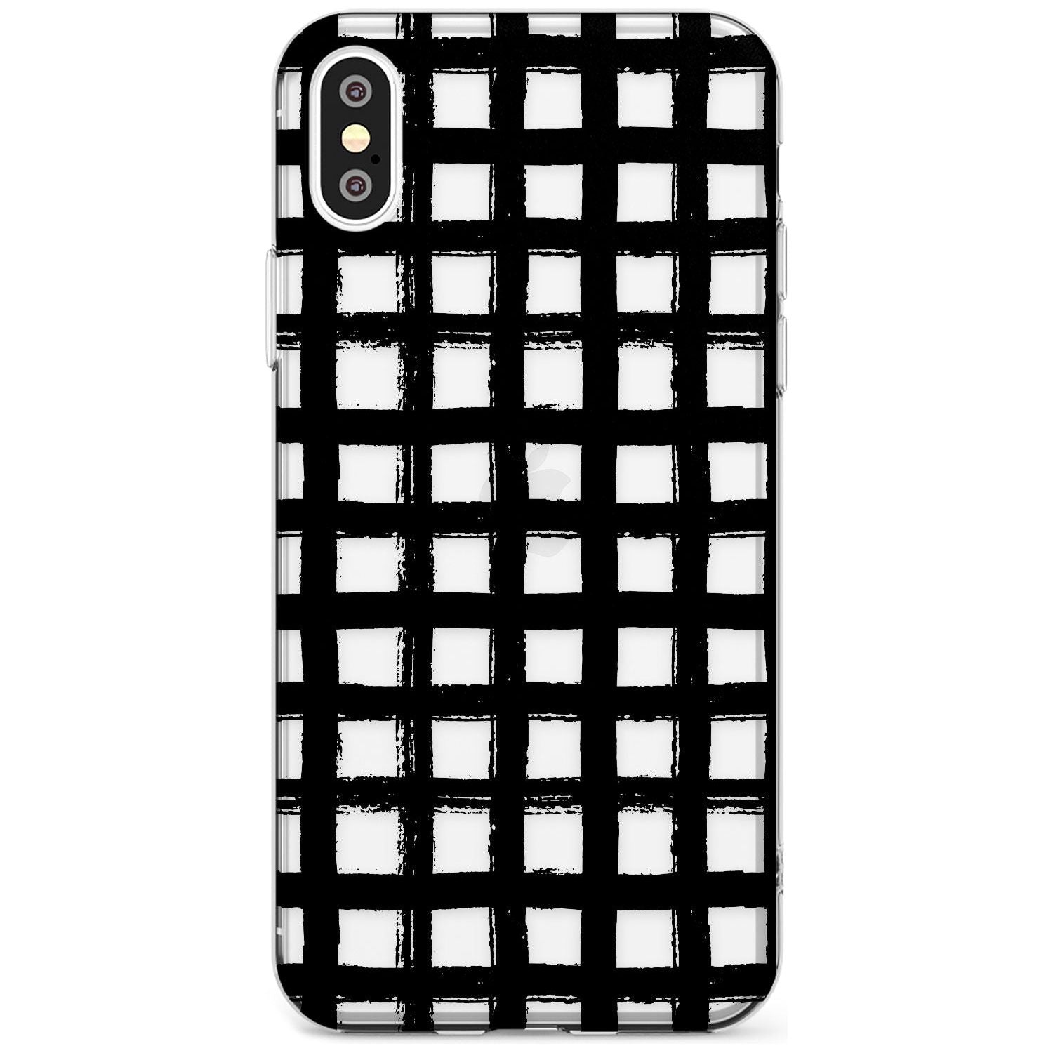 Messy Black Grid - Clear Black Impact Phone Case for iPhone X XS Max XR