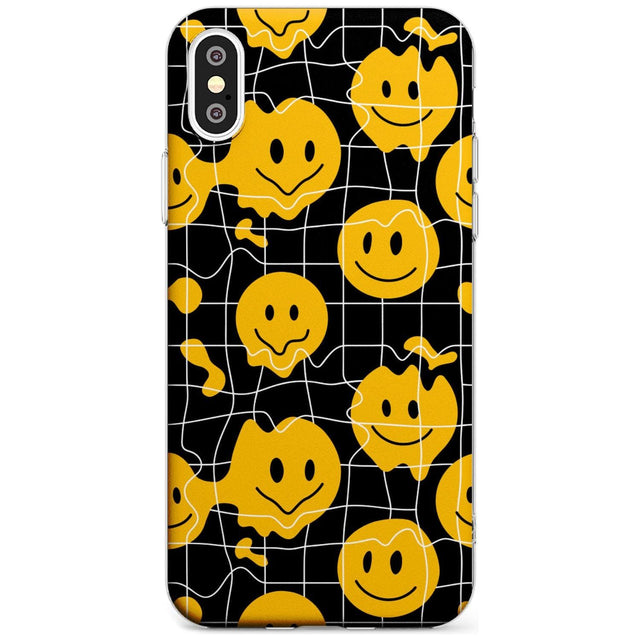 Acid Face Grid Pattern Phone Case iPhone XS MAX / Clear Case,iPhone XR / Clear Case,iPhone X / iPhone XS / Clear Case Blanc Space
