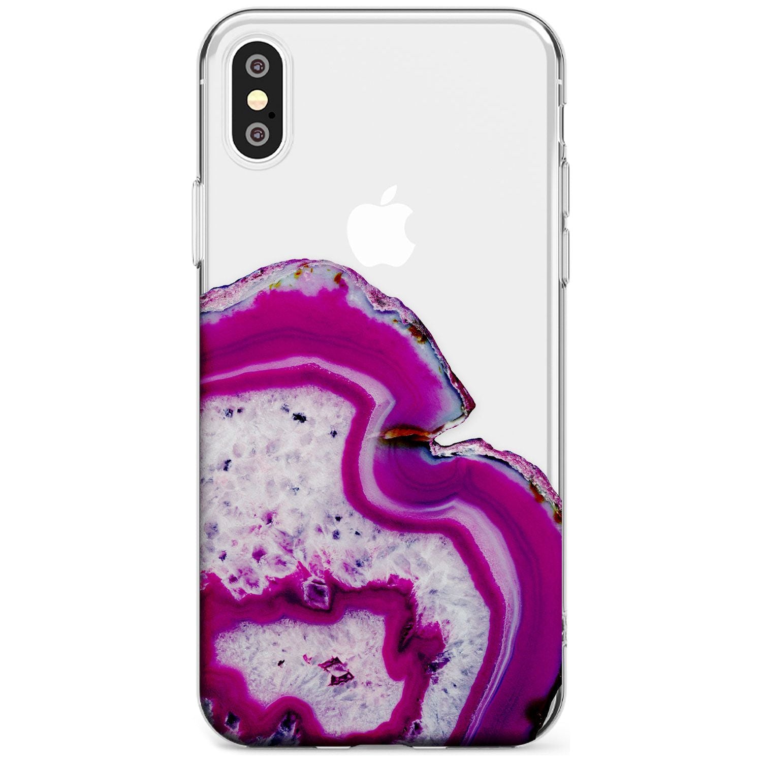 Violet & White Swirl Agate Crystal Clear Design Slim TPU Phone Case Warehouse X XS Max XR