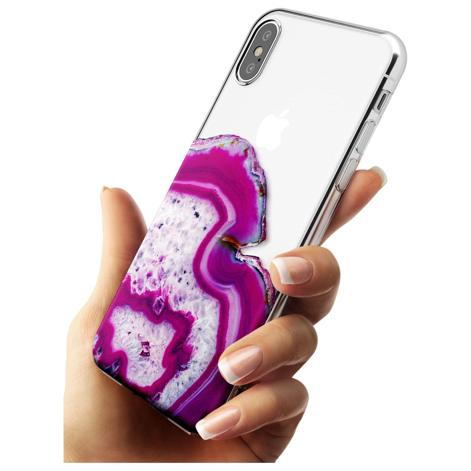 Violet & White Swirl Agate Crystal Clear Design Slim TPU Phone Case Warehouse X XS Max XR