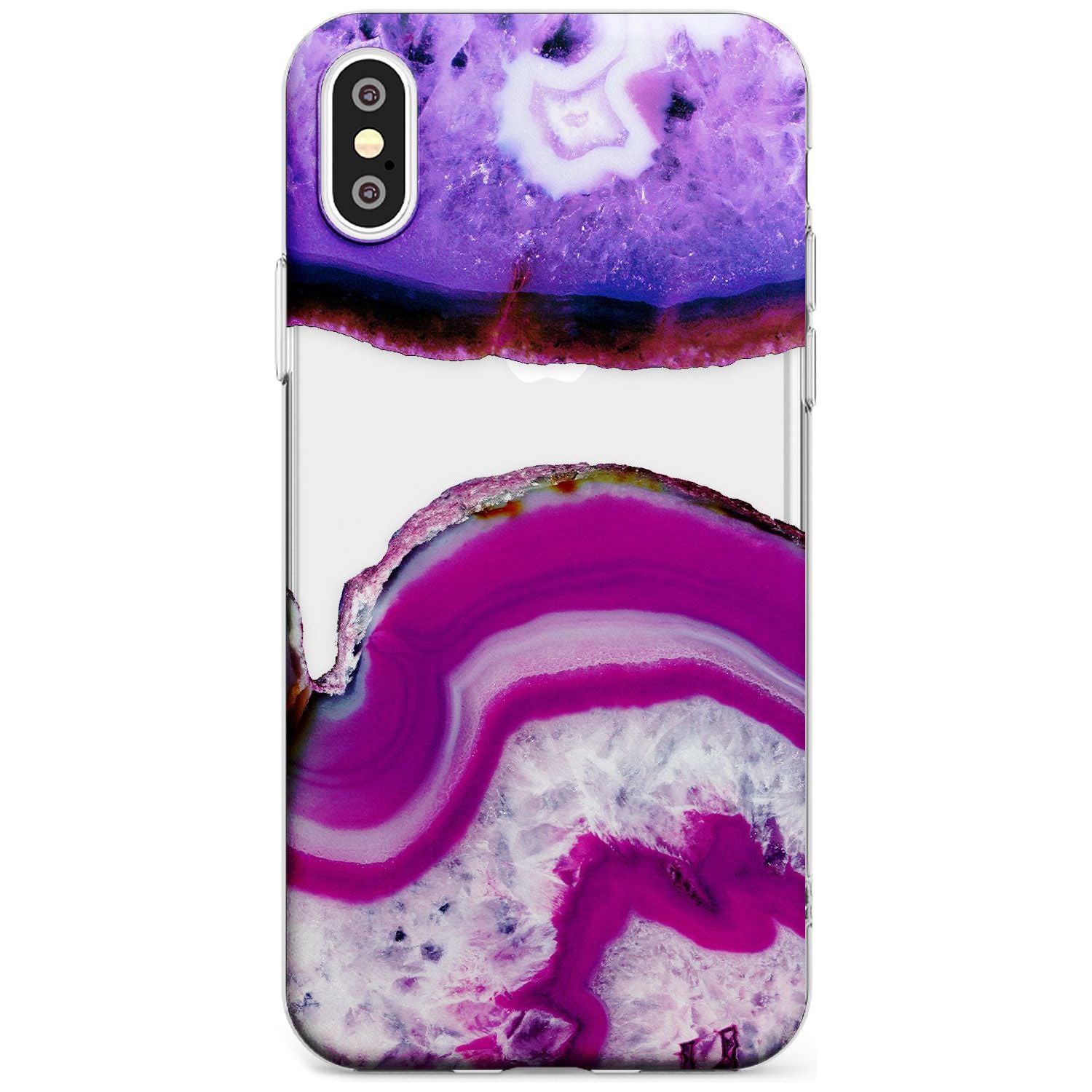 Purple & White Gemstone Crystal Clear Design Slim TPU Phone Case Warehouse X XS Max XR