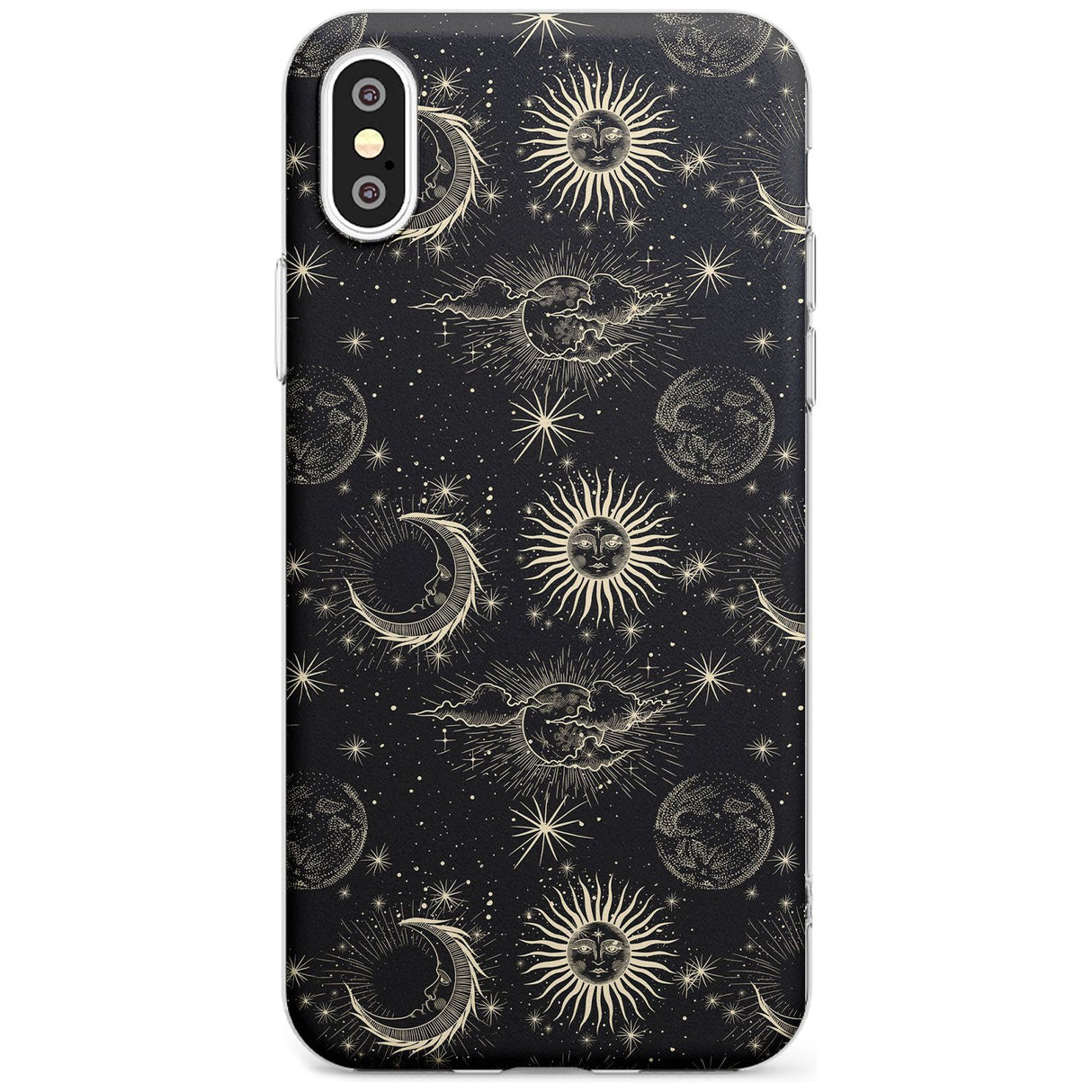 Large Suns, Moons & Clouds Black Impact Phone Case for iPhone X XS Max XR