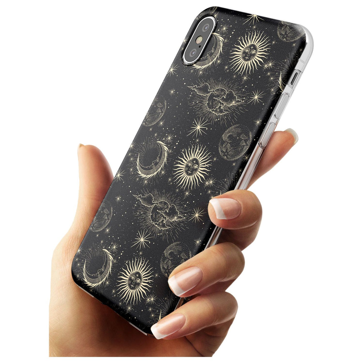 Large Suns, Moons & Clouds Black Impact Phone Case for iPhone X XS Max XR