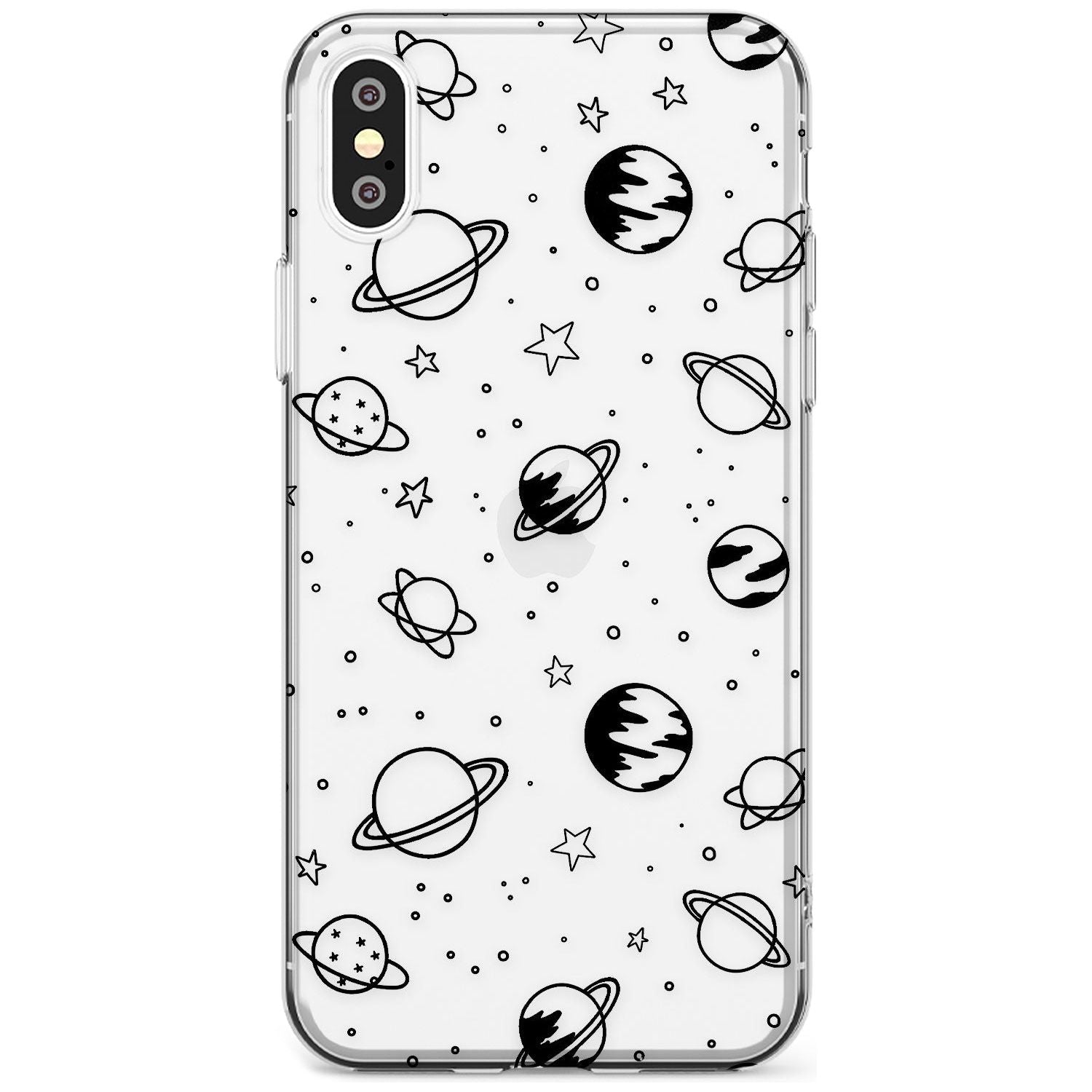 Outer Space Outlines: Black on Clear Black Impact Phone Case for iPhone X XS Max XR
