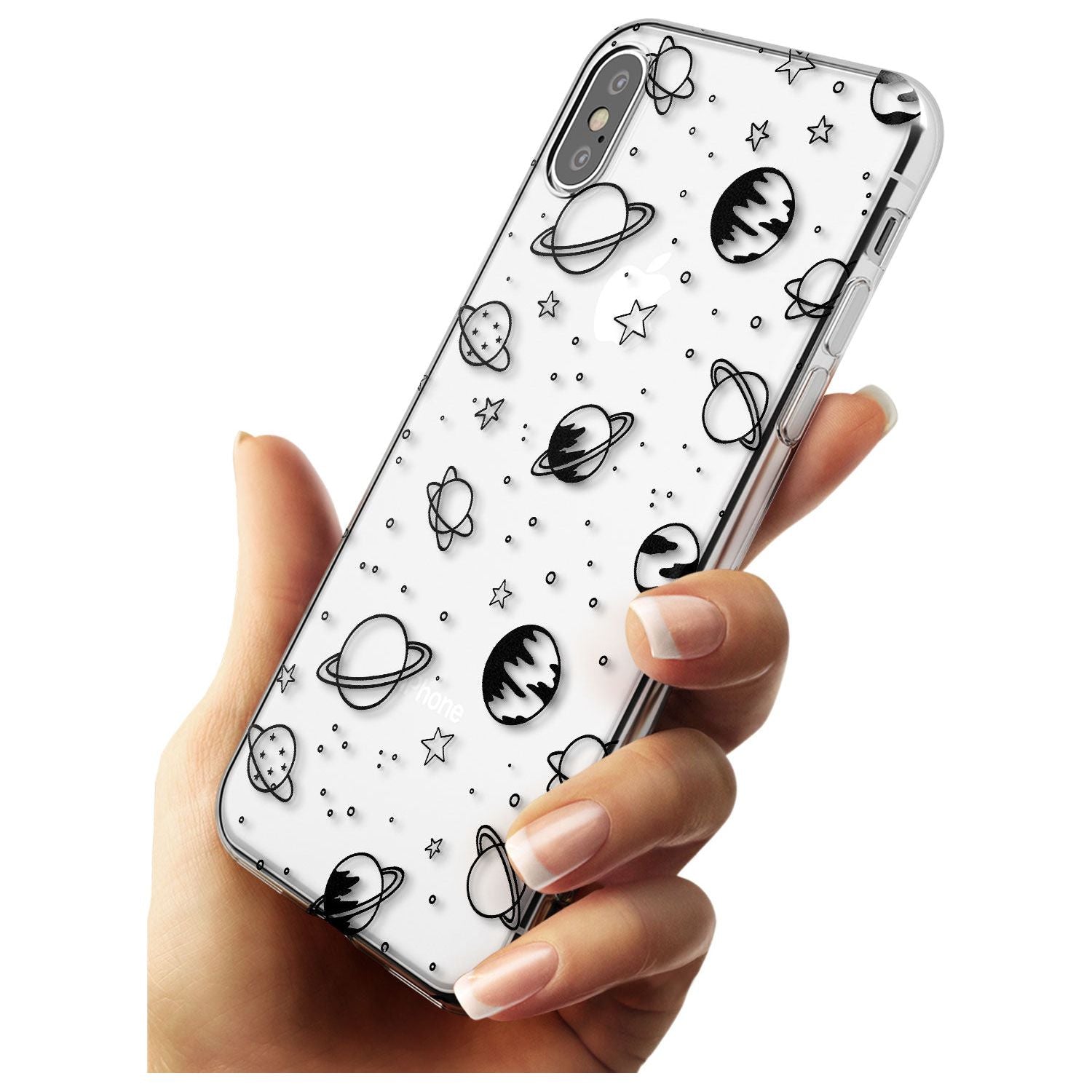 Outer Space Outlines: Black on Clear Black Impact Phone Case for iPhone X XS Max XR