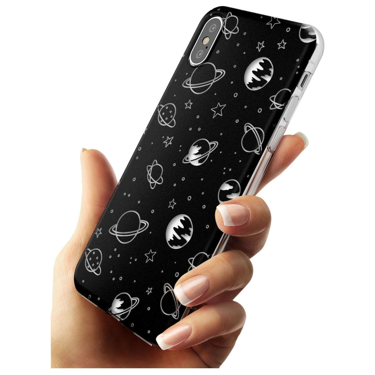 Outer Space Outlines: Clear on Black Black Impact Phone Case for iPhone X XS Max XR