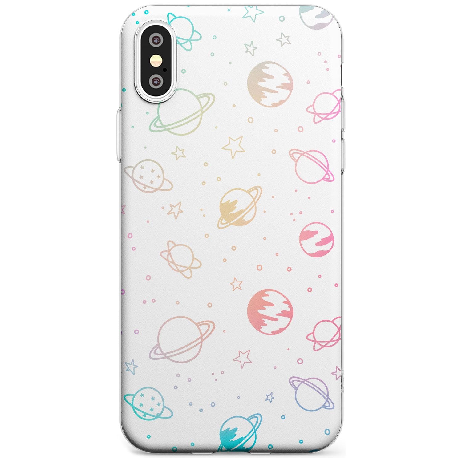 Outer Space Outlines: Pastels on White Black Impact Phone Case for iPhone X XS Max XR
