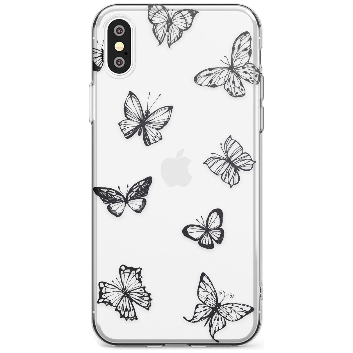 Grey Butterfly Line Pattern Slim TPU Phone Blanc Space X XS Max XR