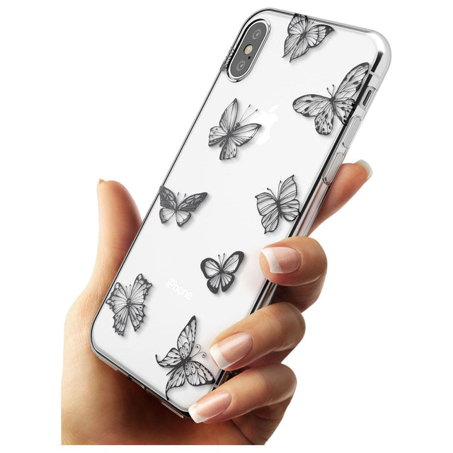 Grey Butterfly Line Pattern Slim TPU Phone Blanc Space X XS Max XR