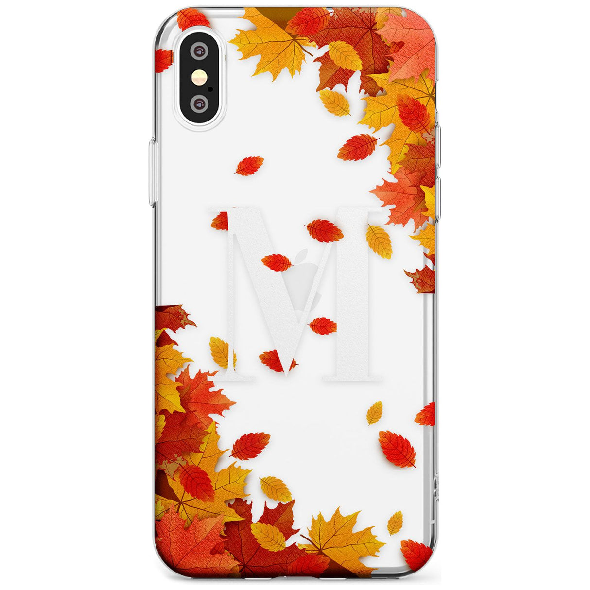 Personalised Monogram Autumn Leaves Slim TPU Phone Blanc Space X XS Max XR