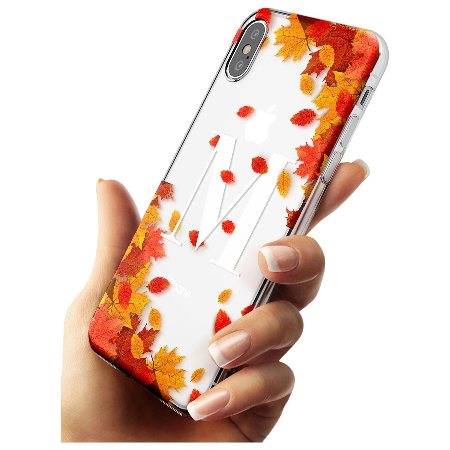 Personalised Monogram Autumn Leaves Slim TPU Phone Blanc Space X XS Max XR