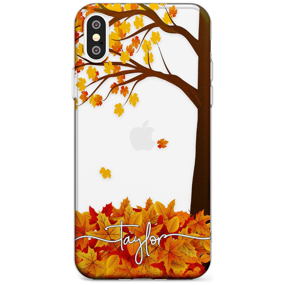 Personalised Autumn Leaves Slim TPU Phone Blanc Space X XS Max XR