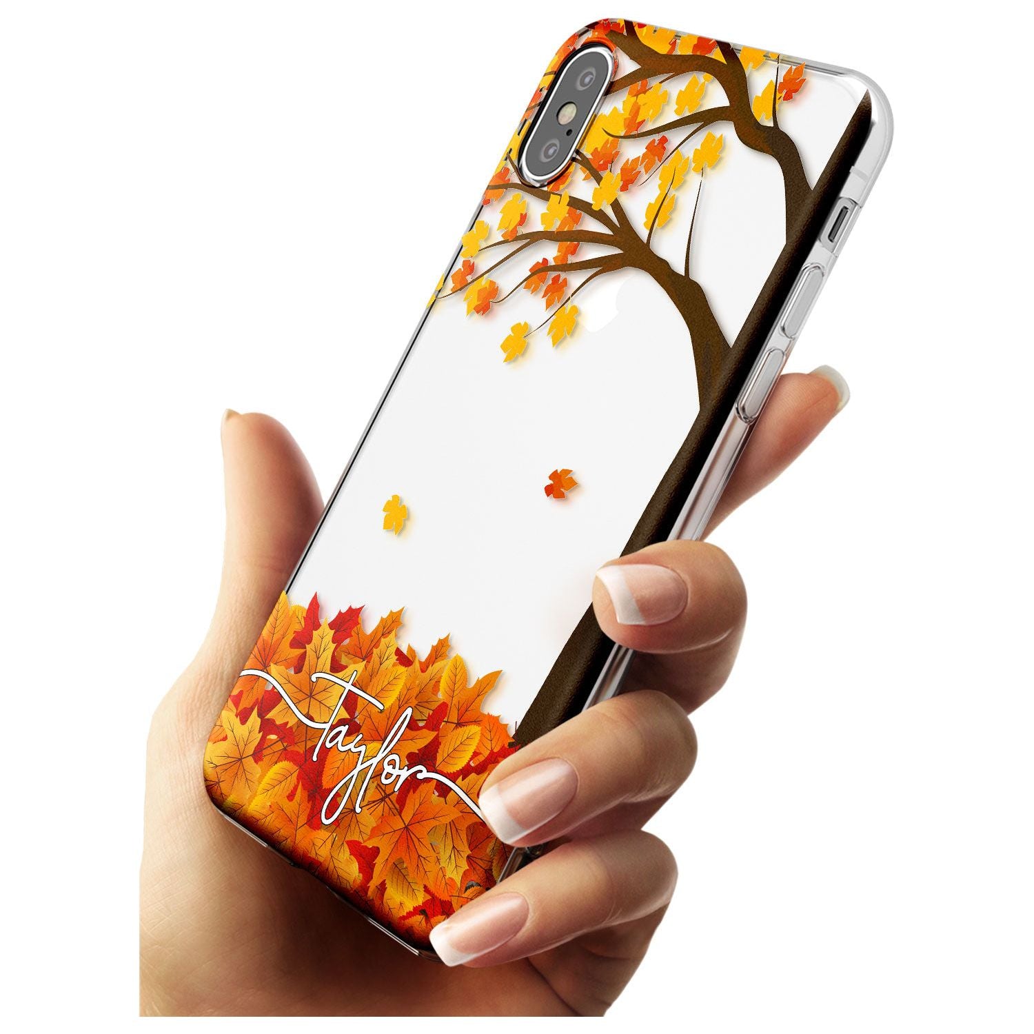 Personalised Autumn Leaves Slim TPU Phone Blanc Space X XS Max XR