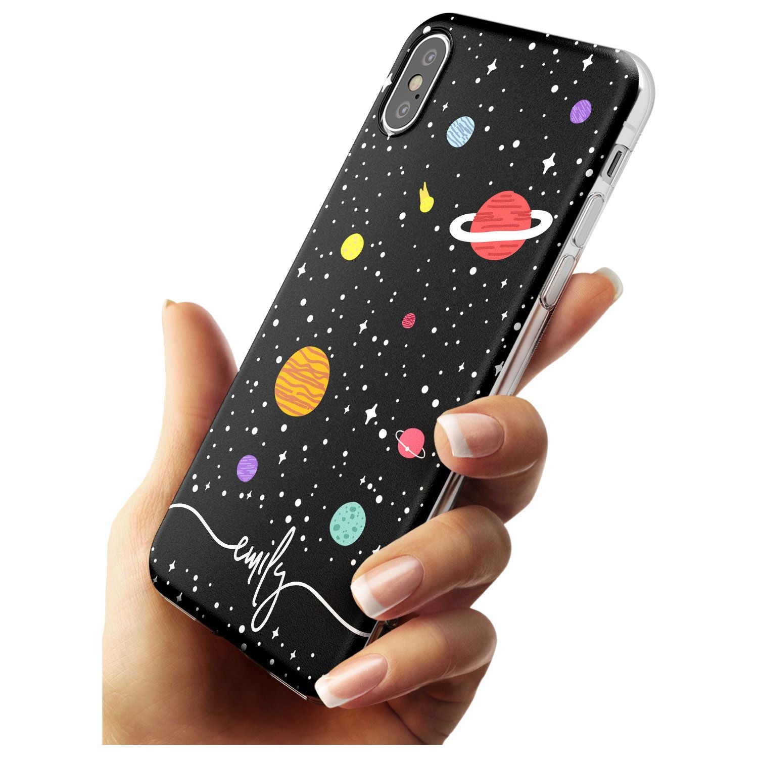 Custom Cute Cartoon Planets Black Impact Phone Case for iPhone X XS Max XR