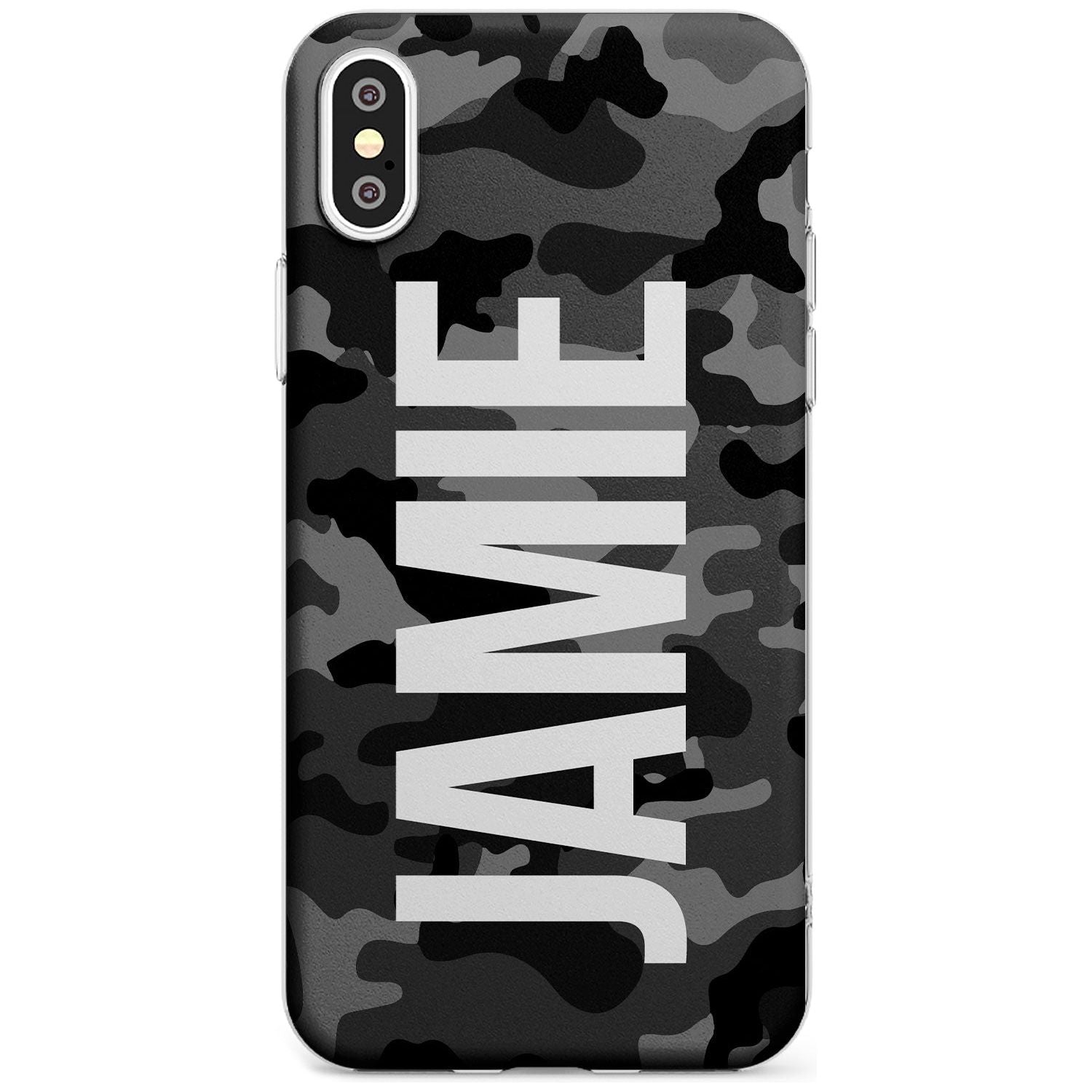 Vertical Name Personalised Black Camouflage Slim TPU Phone Case Warehouse X XS Max XR