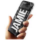 Vertical Name Personalised Black Camouflage Slim TPU Phone Case Warehouse X XS Max XR