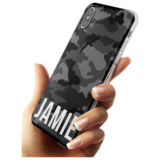 Horizontal Name Personalised Black Camouflage Slim TPU Phone Case Warehouse X XS Max XR