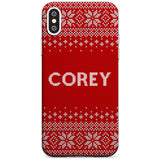 Personalised Red Christmas Knitted Jumper Slim TPU Phone Blanc Space X XS Max XR