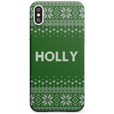 Personalised Green Christmas Knitted Jumper Slim TPU Phone Blanc Space X XS Max XR