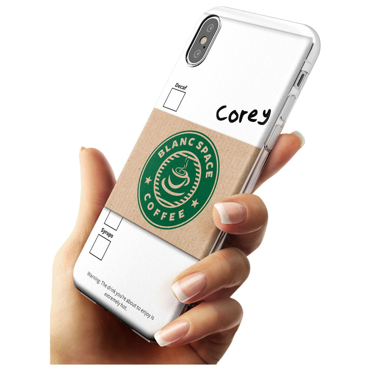 Personalised Coffee Cup Slim TPU Phone Blanc Space X XS Max XR