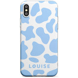 Personalised Blue and White Cow Print Slim TPU Phone Blanc Space X XS Max XR