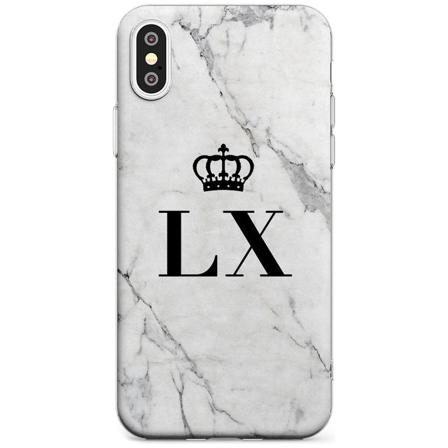 Personalised Initials with Crown on White Marble Slim TPU Phone Case Warehouse X XS Max XR