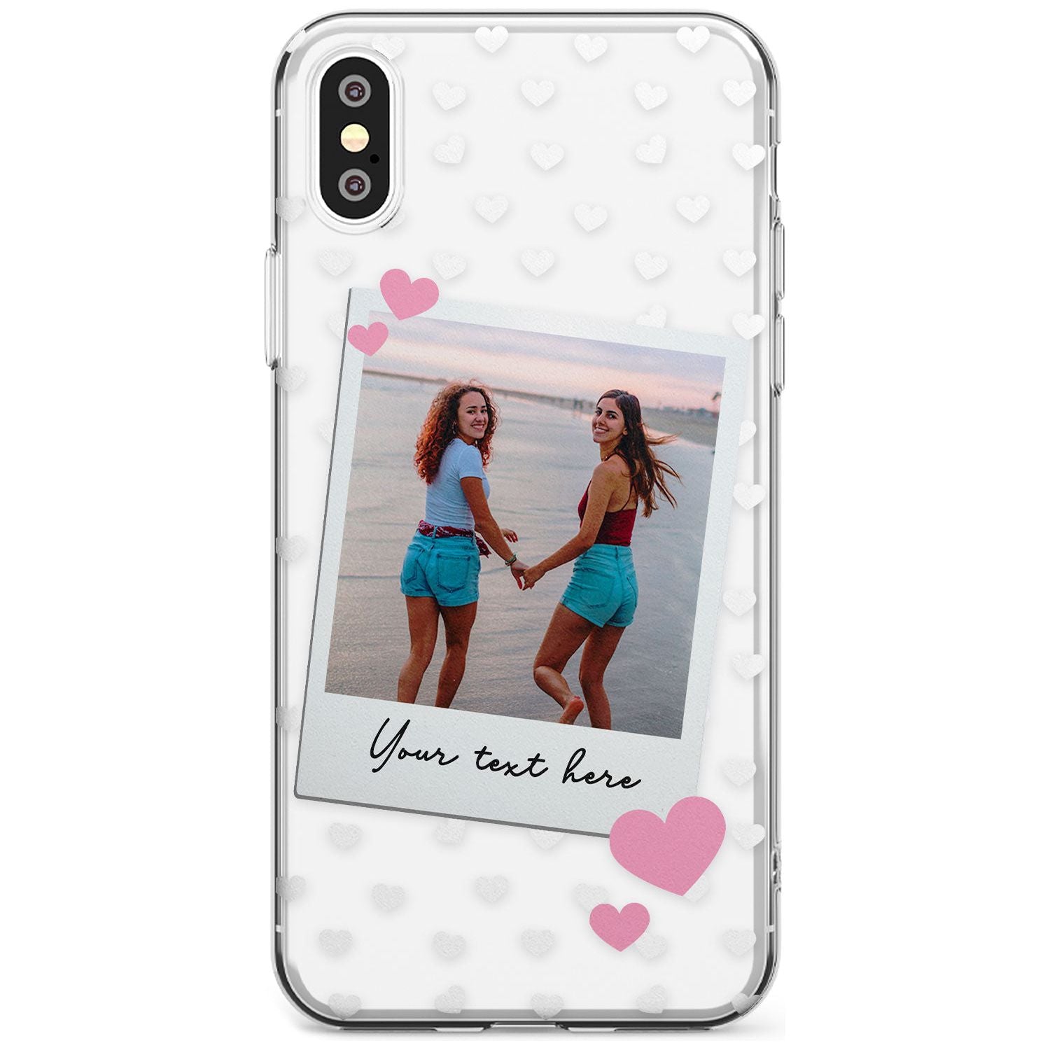 Instant Film & Hearts Black Impact Phone Case for iPhone X XS Max XR