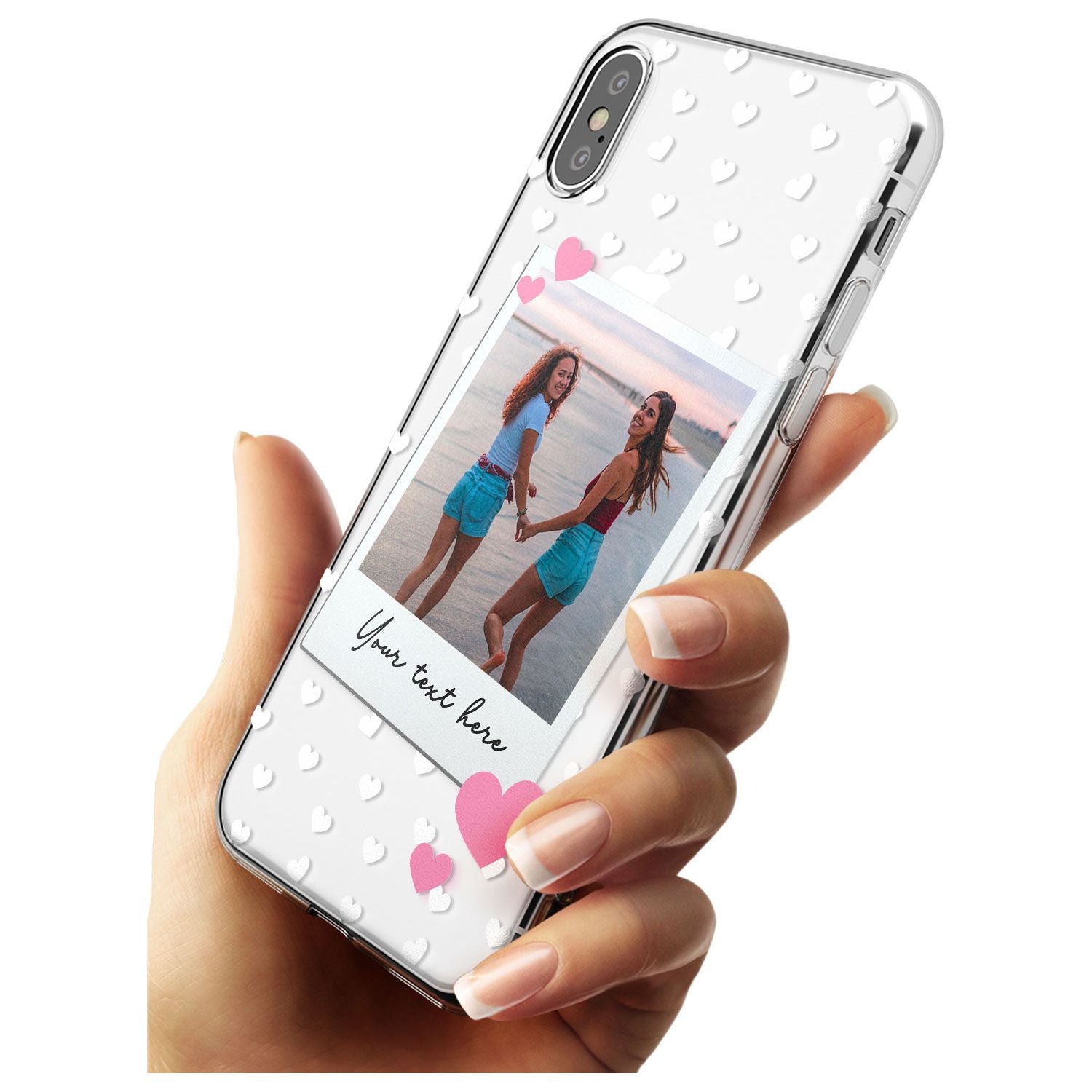 Instant Film & Hearts Black Impact Phone Case for iPhone X XS Max XR